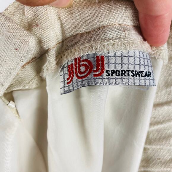 Vintage JBJ‎ Sportswear Cream Linen A-Line Skirt Side Slit - Picture 5 of 8